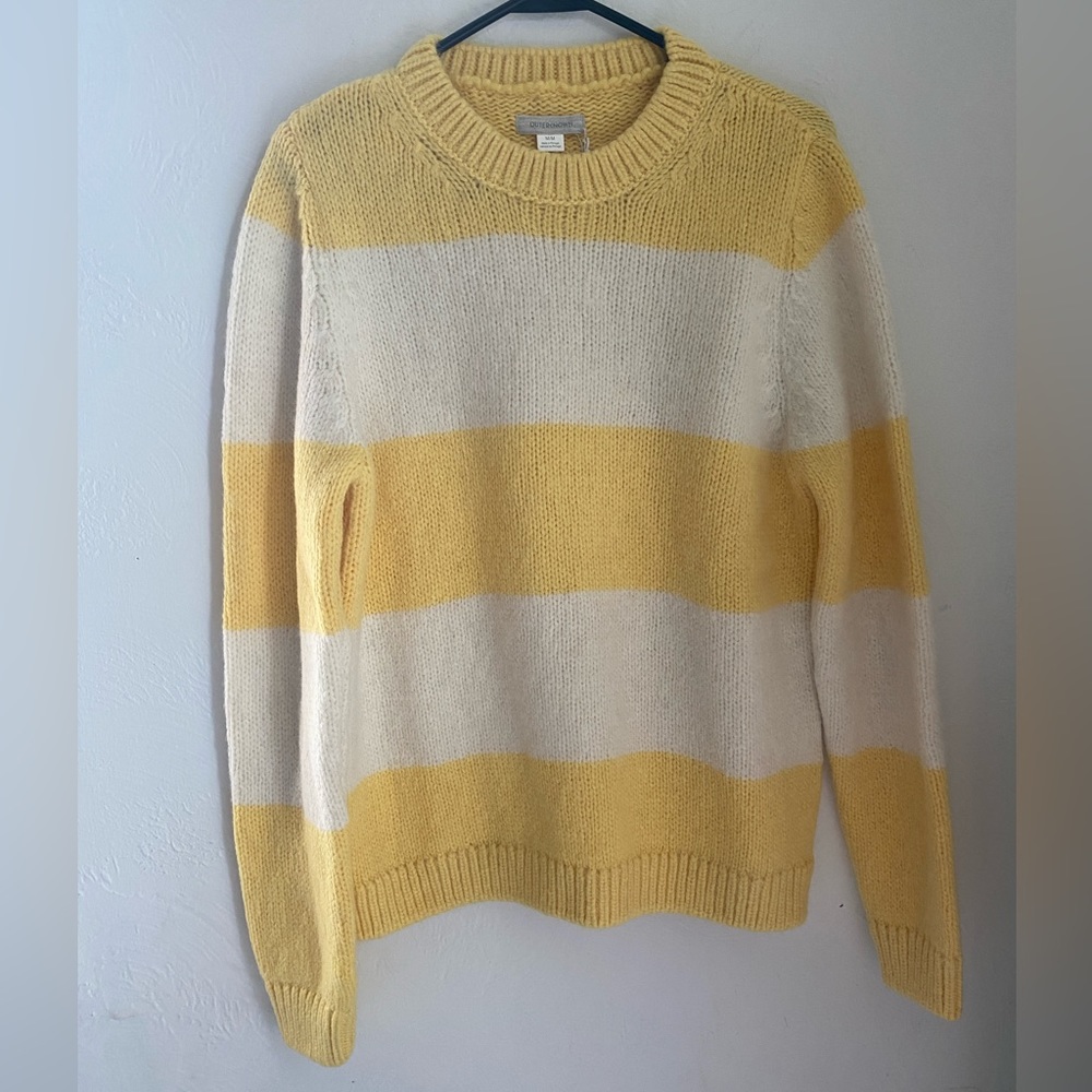 Outerknown Women's Sweater Baby Alpaca Merino Wool Blend Yellow Striped M New